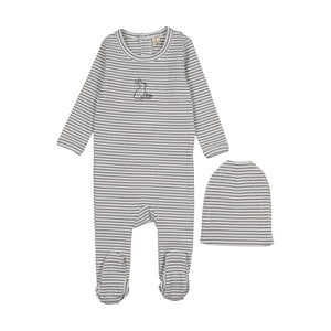Baby Boy Footie + Hat | Bunny | Navy\White | Bonjoy Baby | SS26