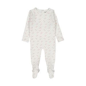 Baby Girl Footie + Hat | Grid Bow | White/Pink | Ladida | AW23