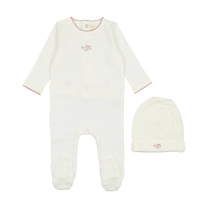 Baby Girl Footie + Hat | Branches | White/Pink | Lil Legs