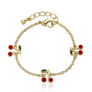 Baby Bracelet | Gold Plated & Enamel Cherries | Little Miss Twin Star