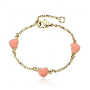 Baby Bracelet | Gold Plated 3 Enamel Hearts | Pink |  Little Miss Twin Star