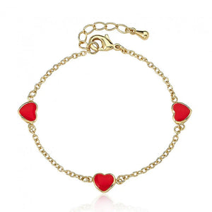 Baby Bracelet | Gold Plated 3 Enamel Hearts | Red |  Little Miss Twin Star