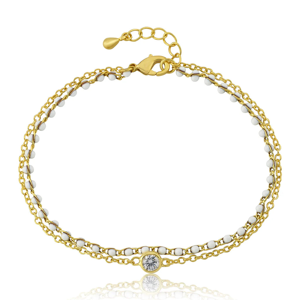 Baby Bracelet | Double Strand Beaded Bracelet  | White | Little Miss Twin Star