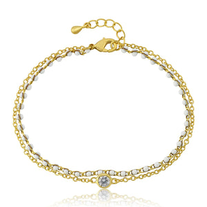 Baby Bracelet | Double Strand Beaded Bracelet  | White | Little Miss Twin Star