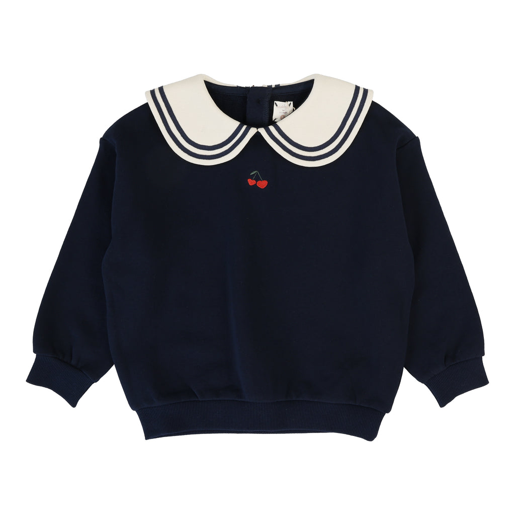 Baby Girl Outfit | Embroidered Cherry Sweatshirt & Leggings | Navy | Lil Legs |