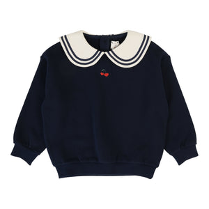 Baby Girl Outfit | Embroidered Cherry Sweatshirt & Leggings | Navy | Lil Legs |