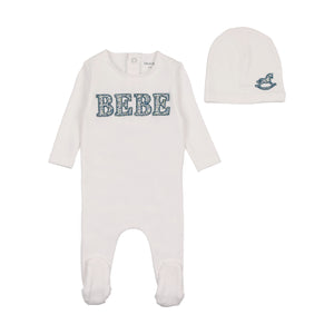 Baby Boy Footie + Hat | Bebe Ditsy Print | Arctic White Boys | Bee and Dee | SS25