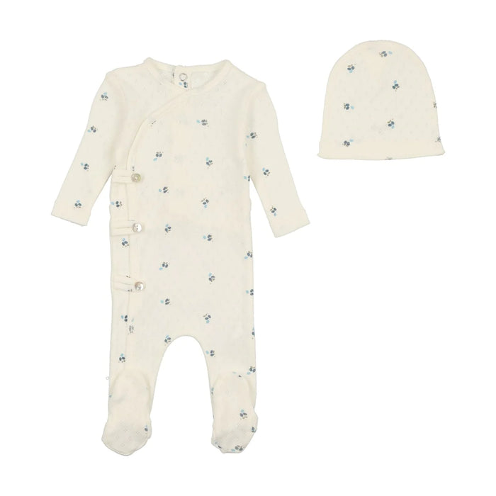 Baby Boy Footie + Hat | Printed Pointelle Collection | Light Base Boy | Bee and Dee | AW23