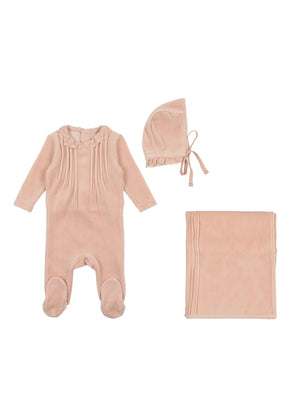 Baby Girl Layette Set | Eyelet Collar | Velour | Rose | Bee and Dee | AW23