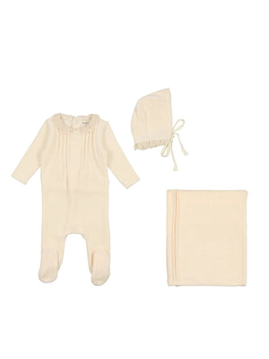 Baby Neutral Layette Set | Eyelet Collar | Velour | Snow White | Bee and Dee | AW23