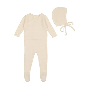 Baby Neutral Footies + Hats | Pointelle Knit Collection | Snow White | Bee and Dee | AW23