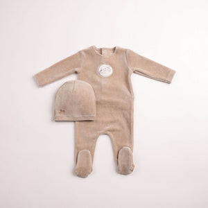 Baby Boy Footie + Hat | Birdie Branch Velour | Oat | Bee and Dee | AW26