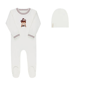 Baby Girl Footie + Hat | French Terry Scottish Collection | Ivory Pink | Ely's & Co | AW26