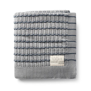 Knit Baby Blanket | Striated Scallop | Blue | Domani Bebe
