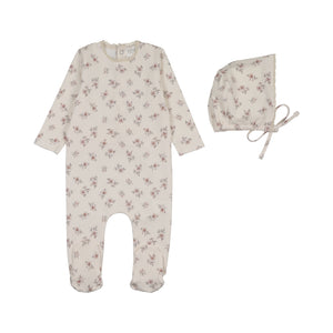 Baby Girl Footie + Hat | Blossom Crochet Trim | Rose | Peluche | AW26