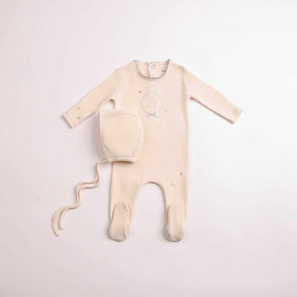 Baby Boy Footie + Hat | Botanical Crest | Cream Boys | Bee and Dee | AW26