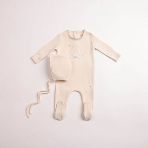 Baby Boy Footie + Hat | Botanical Crest | Cream Boys | Bee and Dee | AW26
