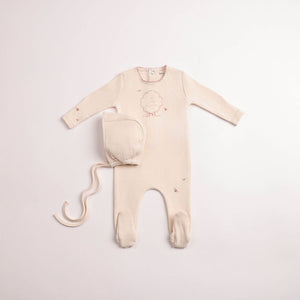 Baby Girl Footie + Hat | Botanical Crest | Cream Girls | Bee and Dee | AW26