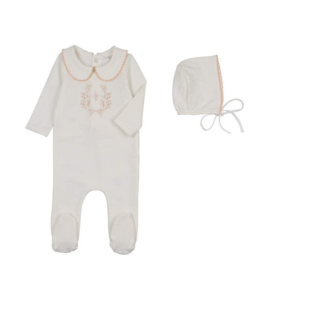Baby Girl Footie + Hat | Botanical with Collar | Pink | Peluche | SS26