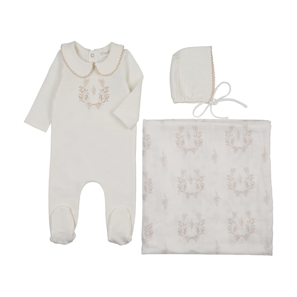 Baby Boy Layette Set | Botanical With Collar | Taupe | Peluche | SS26