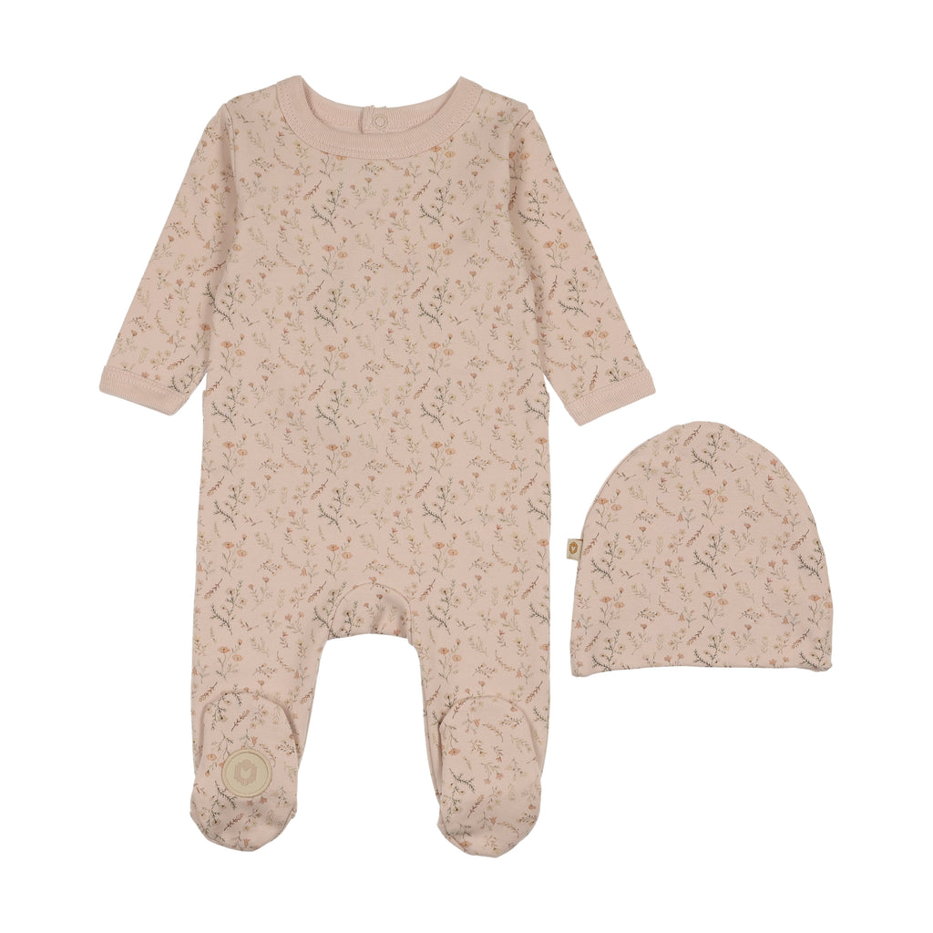 Baby Girl Footie | Botanical | Barely Pink | Mon Tresor | AW25