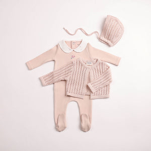 Baby Girl Footie + Cardigan Set | Boutique Delicata Ensemble | Mauve | Bee and Dee | AW26