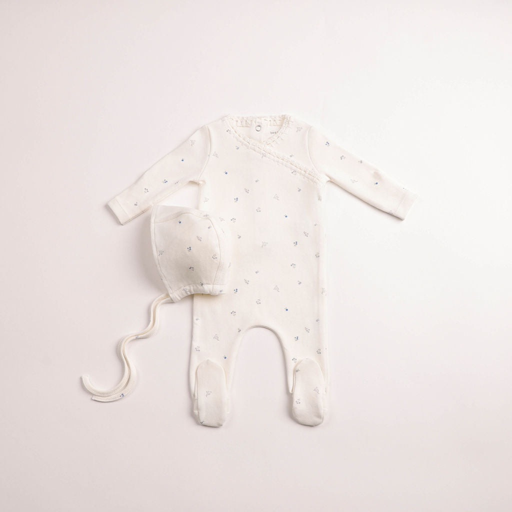 Baby Boy Footie + Hat | Boutique Delicata Floral | Linen/Chalk Boys  | Bee and Dee | AW26