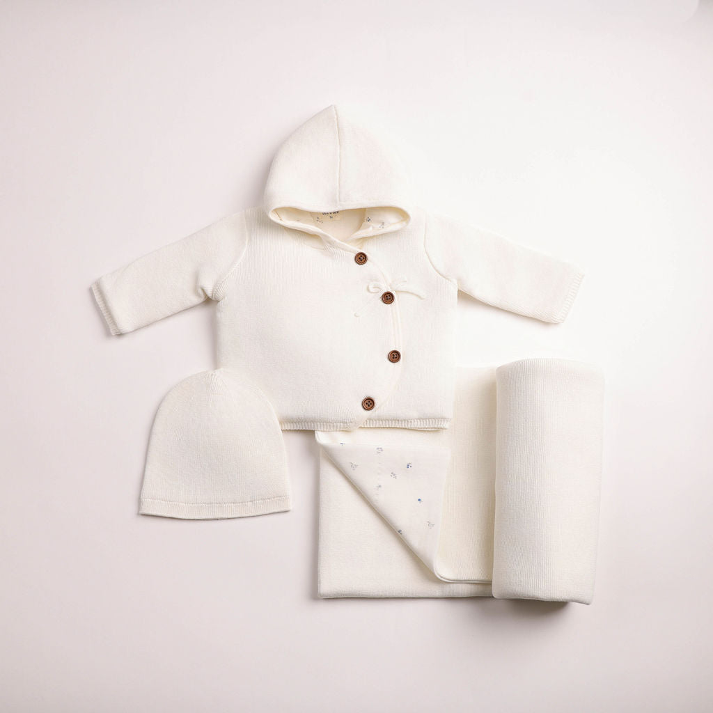 Baby Boy Jacket + Blanket | Boutique Delicata Knit | Linen Boys | Bee and Dee | AW26