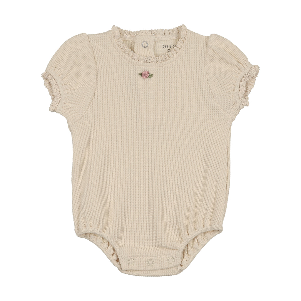 Baby Girl Bubble Romper | Waffle | Ivory | Bee and Dee | SS26