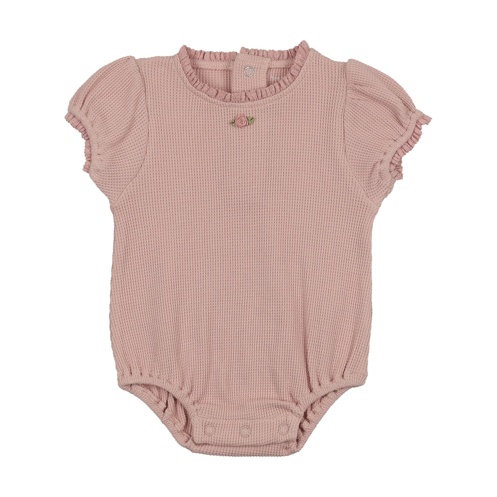 Baby Girl Bubble Romper | Waffle | Muted Pink | Bee and Dee | SS26