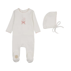 Baby Girl Footie + Hat | Bundle of Blossoms | Ivory & Pink | Mon Tresor | SS26