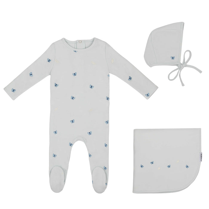 Baby Boy Layette Set | Embroidered Leaf| Blue| Minilabel | AW25