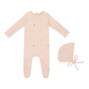 Baby Girl Footie + Hat | Mini Embroidered Butterfly| Pink| Minilabel | AW25