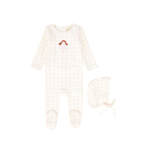 Baby Girl Footie + Hat | Checked Doll | Pink | Bebe Jolee | SS25