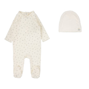 Baby Boy Footie Set | Cherry Print | Cream/Blue | Lil Legs | Aw25