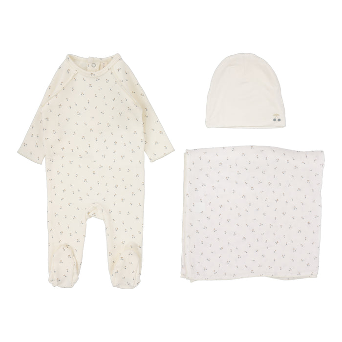 Baby Boy Layette Set | Cherry Print | Cream/Blue | Lil Legs | Aw25