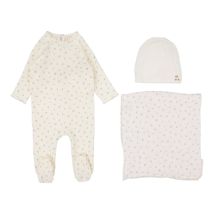 Baby Girl Layette Set | Cherry Print | Cream/Pink | Lil Legs | Aw25
