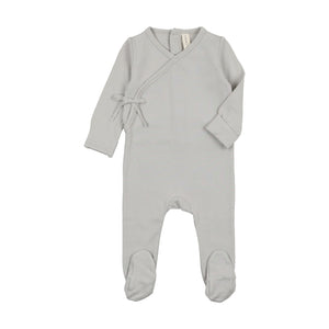 Baby Boy Footie | Brushed Cotton Wrapover | Pale Blue | Lil Legs