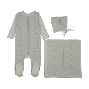 Baby Boy Layette Set |  Cable Front | Blue Dawn | Mon Tresor | SS26