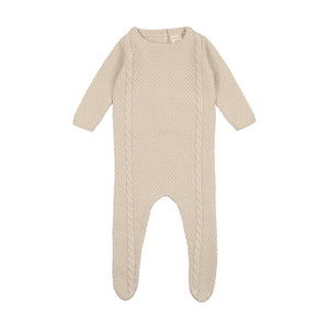 Baby Boy Footie + Hat | Cable Knit | Natural | Lil Legs | AW23