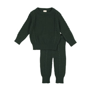 Baby Boy 2 Piece Outfit | Cable Knit | Forest | Lil Legs | AW23