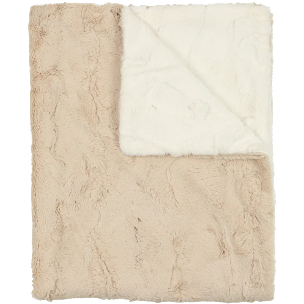 Baby Boy Blanket | Super Fluff | Beige & Natural Lux Fur | Peluche