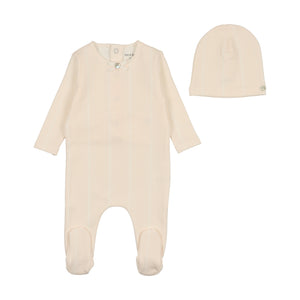 Baby Girl Footie + Hat | Chevron Print | Blush Pink | Bee and Dee