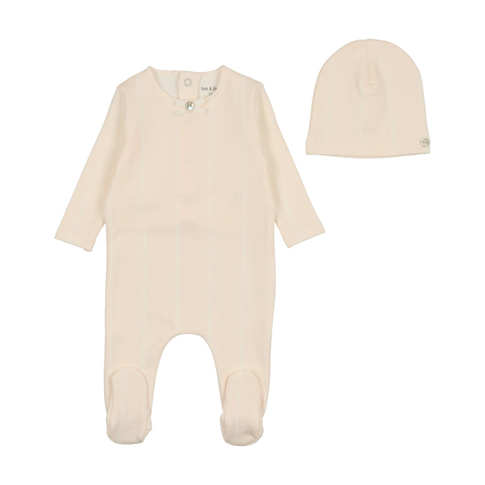 Baby Girl Footie + Hat | Chevron Print | Blush Pink | Bee and Dee