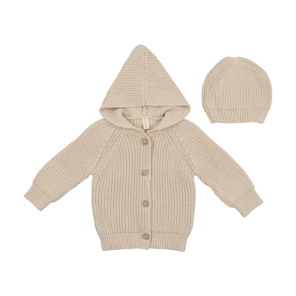 Baby Boy Sweater | Jacket + Beanie | Chunky Knit | Natural | Lil Legs | AW23