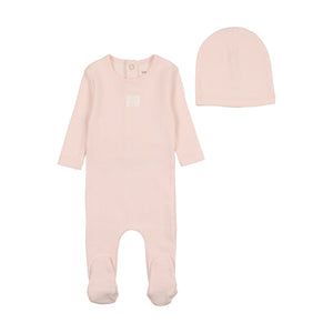 Baby Girl Footie + Hat | Classic Pointelle Carriage | Blossom Pink | Bee and Dee