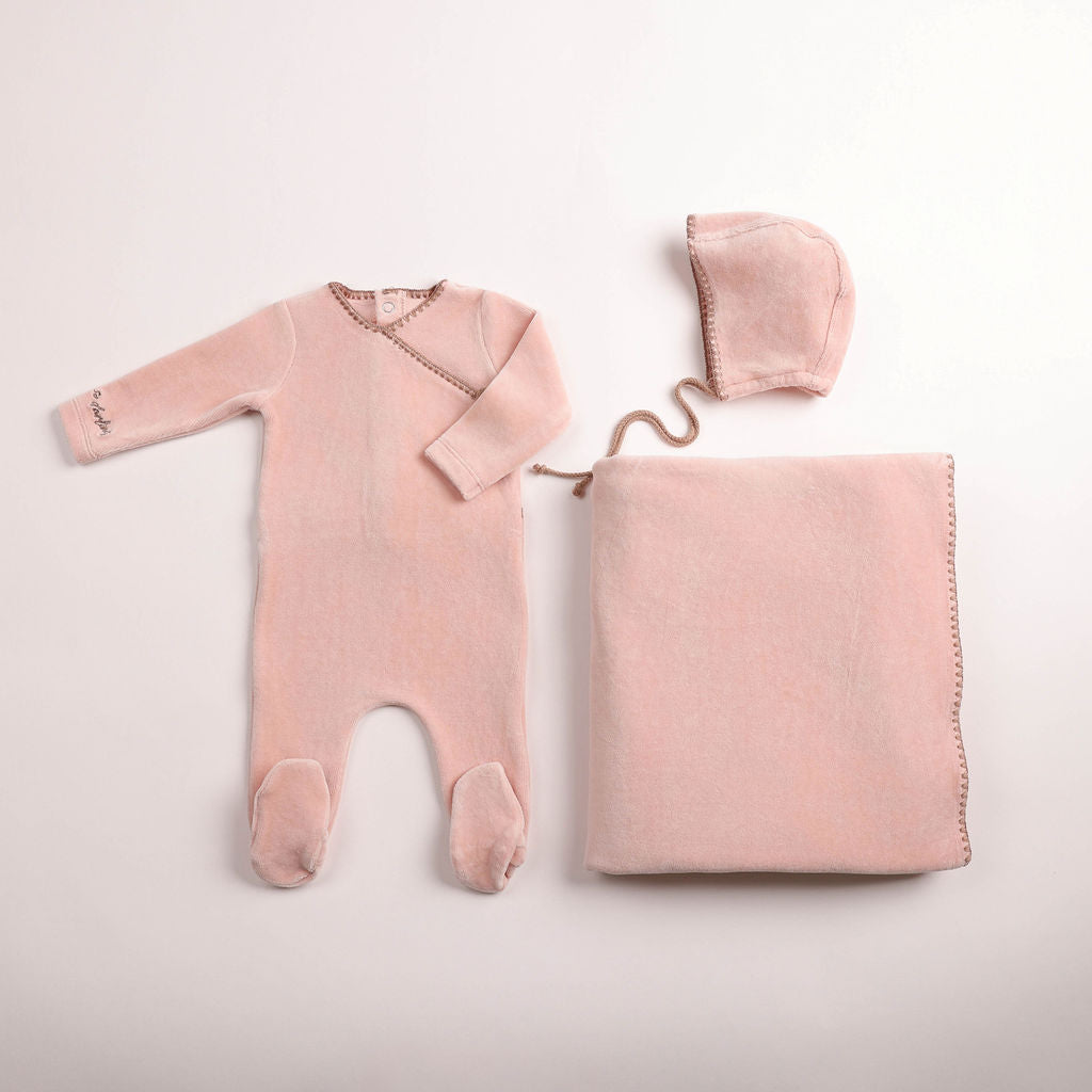 Baby Girl Layette Set | Classic Stitch Velour  | Rose | Bee and Dee | AW26