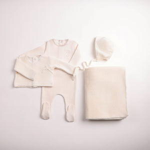 Baby Neutral Layette Set | Classic Stitch Wrap | Linen | Bee Dee | AW26