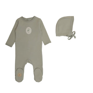 Baby Boy Footie + Hat | Cottage Comfort | Silver Sage | Mon Tresor | AW26