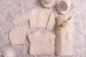 Baby Boy Layette Set | Knit Embossed Emblem | Cream | Minilabel | AW26